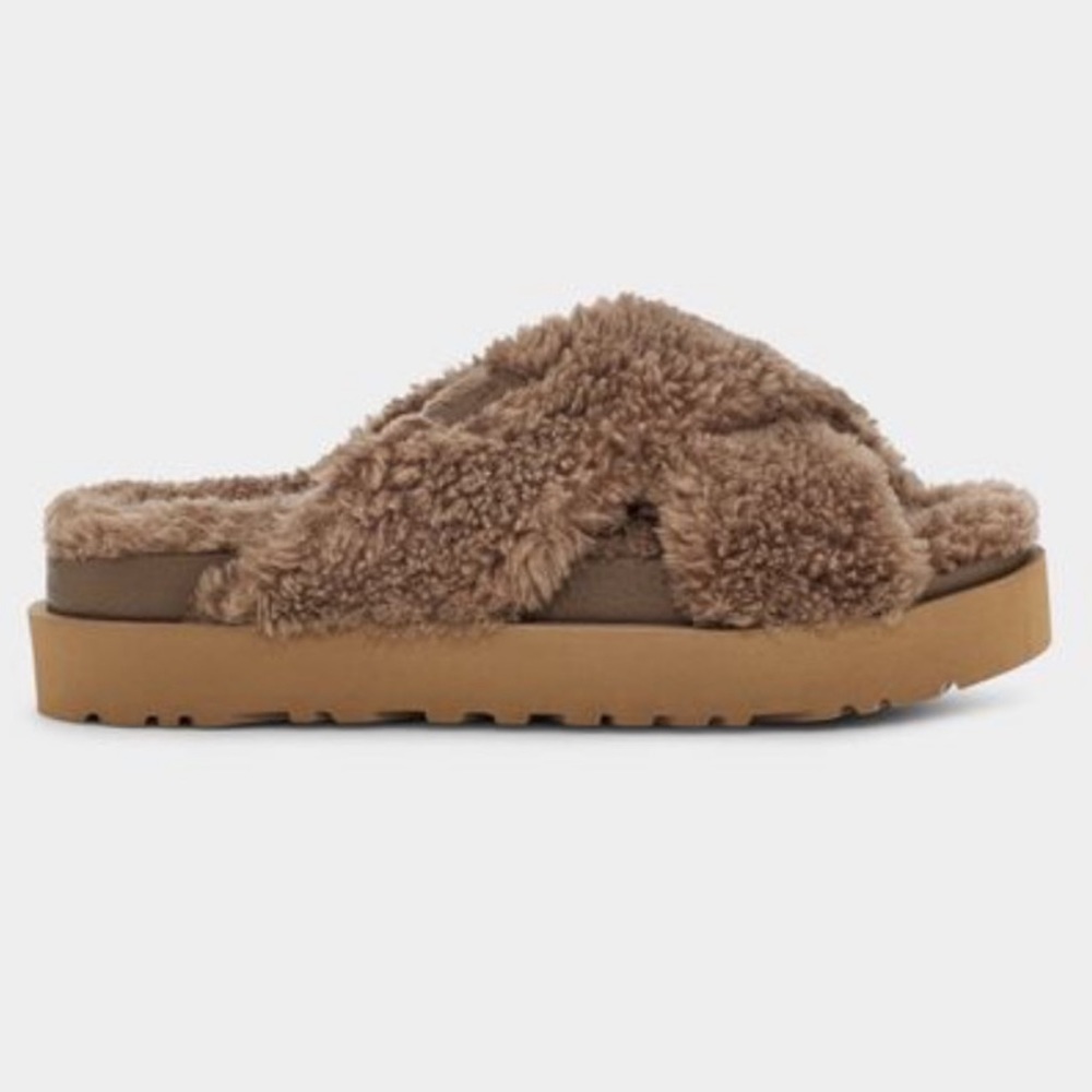 UGG fuzz sugar cross slide slippers